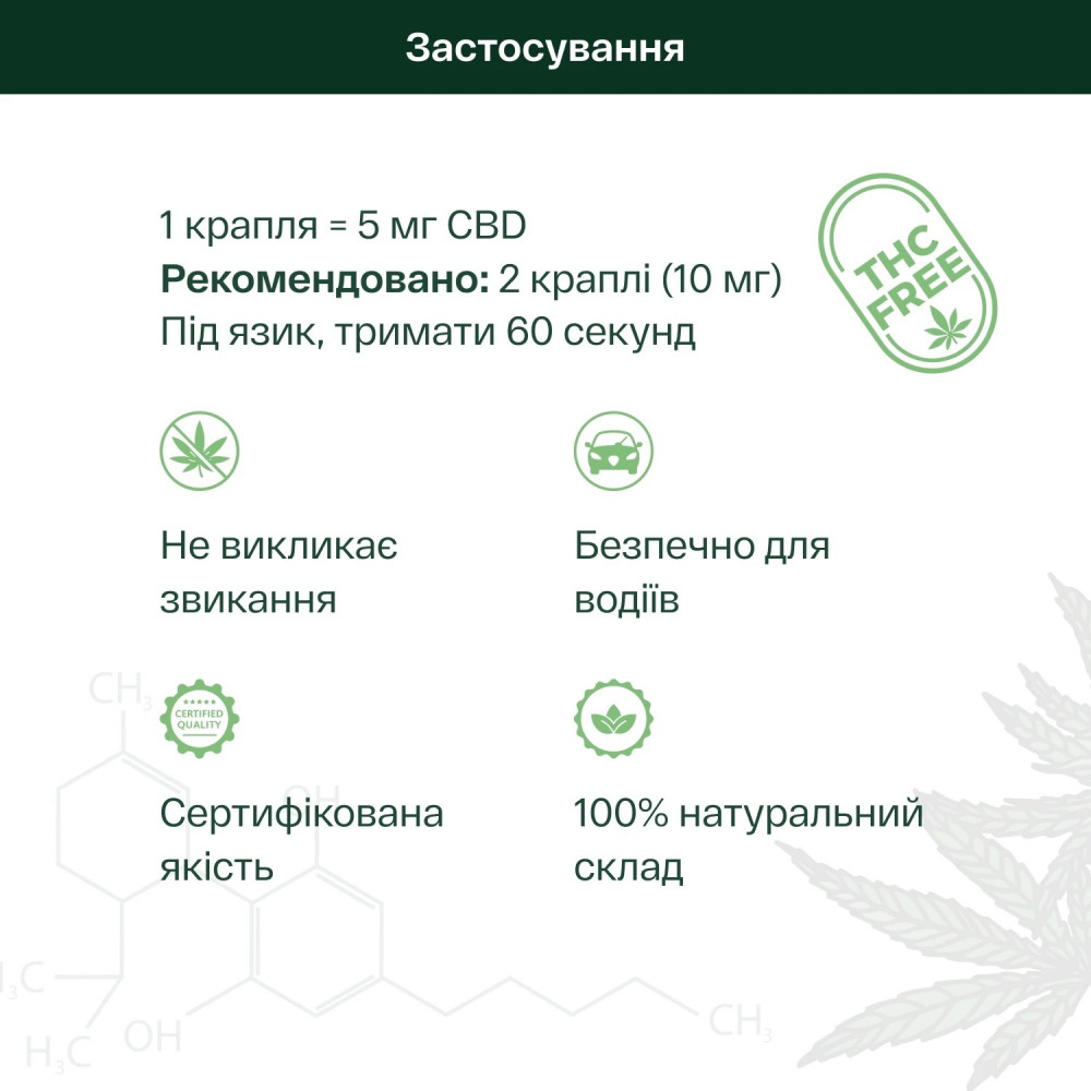 CBD ОЛІЯ 10% З НЕЙТРАЛЬНИМ СМАКОМ 10 МЛ — 1000 МГ