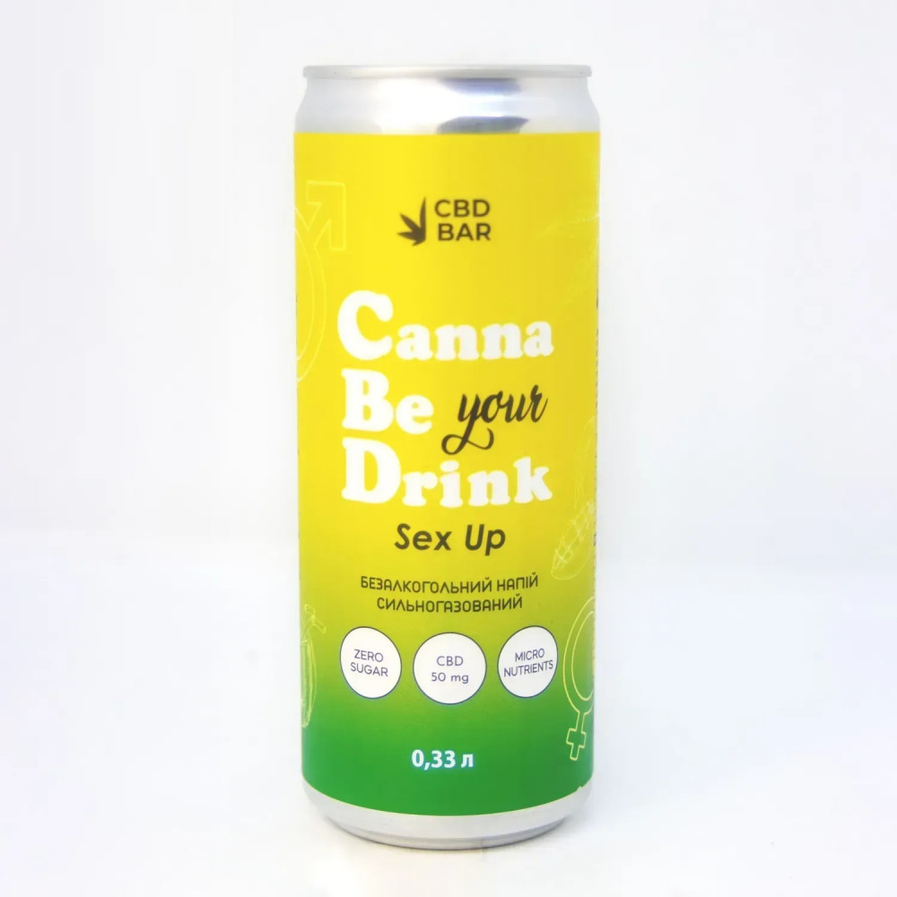 CBD-ЛІМОНАД SEX UP CANNABEDRINK — МАНГО-ПЕРСИК, 50 МГ CBD І ПЕРУАНСЬКА МАКА, 330 МЛ